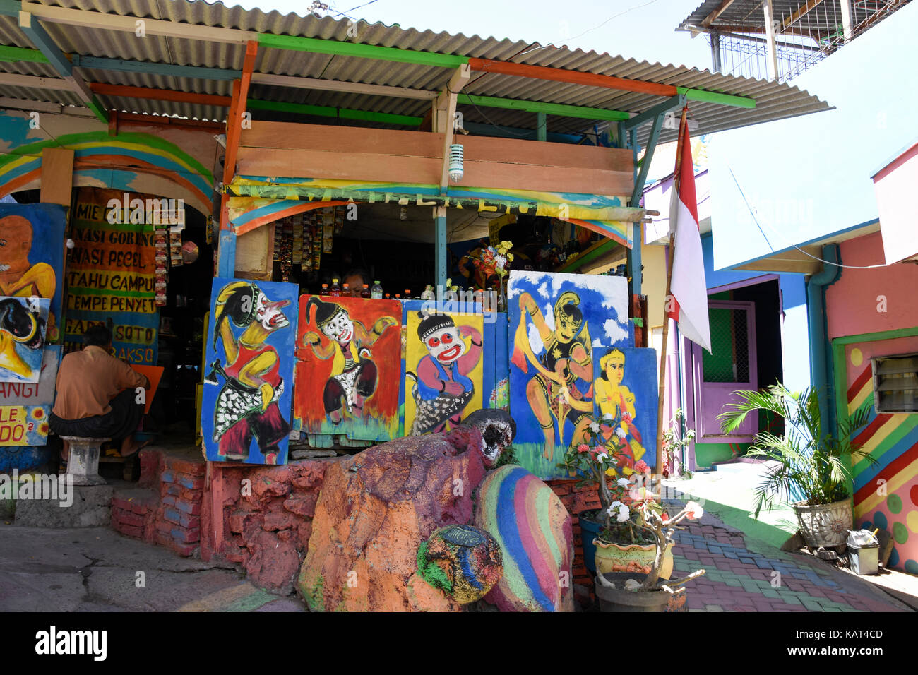 Affichage peinture au rainbow village de Semerang, Indonésie Banque D'Images