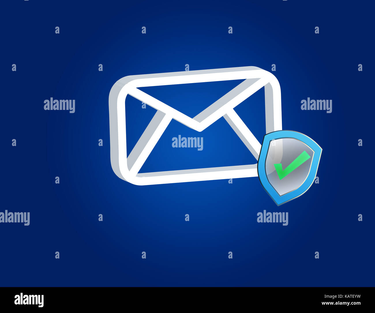 Vue d'un e-mail approuvé et vérifié symbole affiché sur une interface futuriste - message et concept internet Banque D'Images