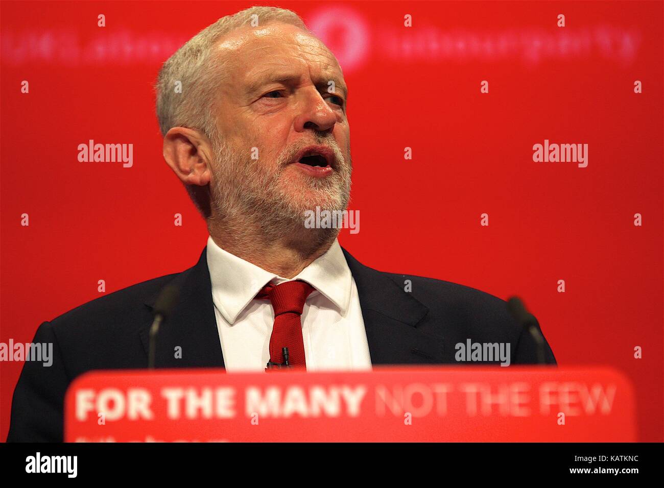 Jeremy Corbyn lors de la conférence du parti travailliste à Brighton 2017 Banque D'Images