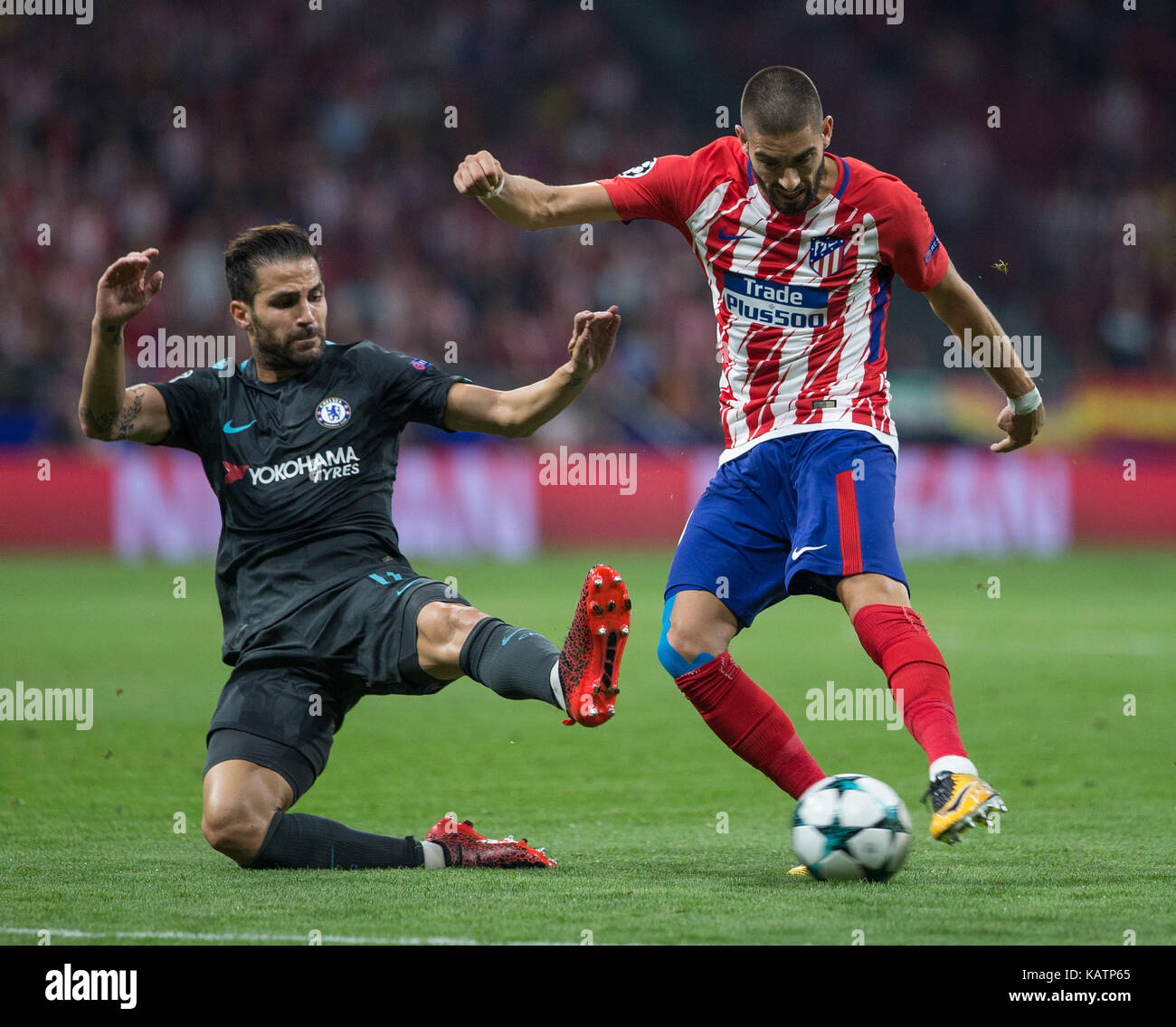 Madrid, Espagne. 27 sep, 2017. L'Atletico Madrid, le milieu de terrain belge yannick carrasco au cours de l'UEFA Champions league groupe c match entre l'Atletico Madrid et chelsea a joué au stade de wanda metropolitano de Madrid, le 27 septembre 2017. crédit : afp7/Alamy live news Banque D'Images