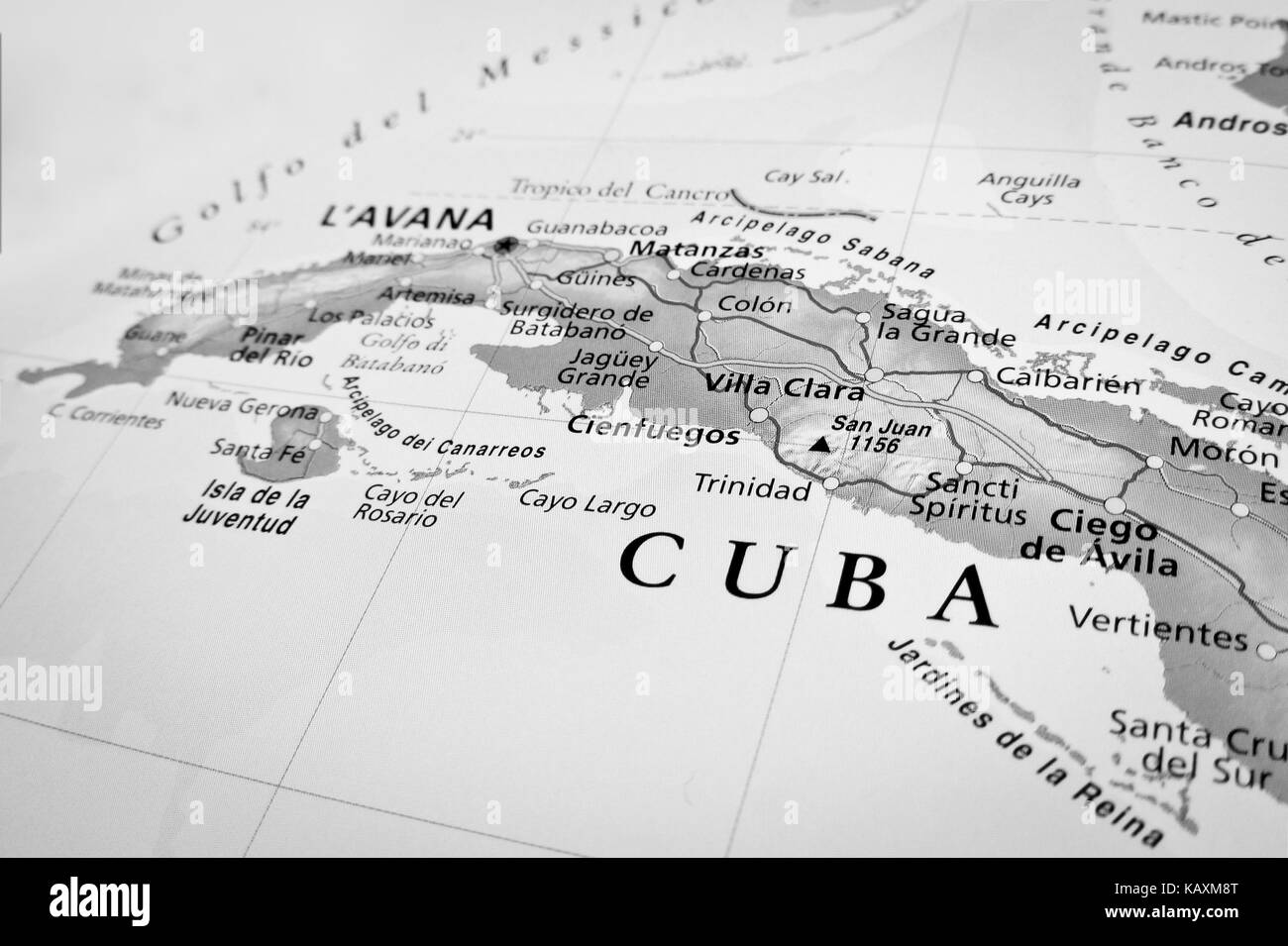 Vue géographique de Cuba Banque D'Images