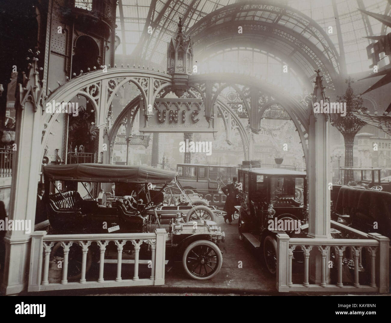 Le centre d'information au Salon de l'Automobile de Paris en 1905 Banque D'Images