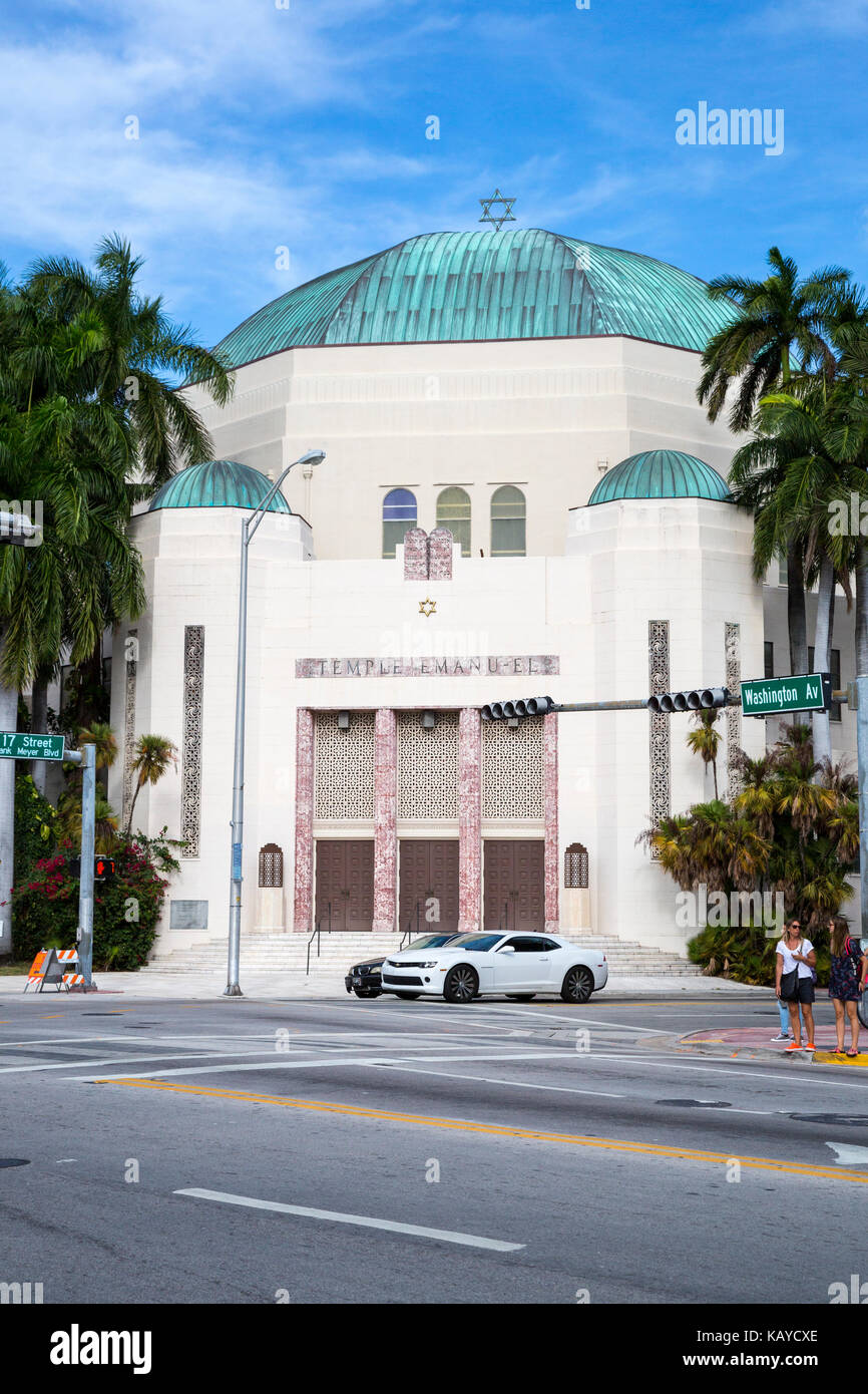 Miami Beach, en Floride. Temple Emanu-El, South Beach. Banque D'Images