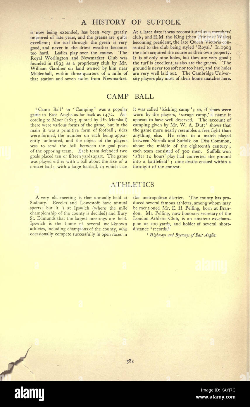 L'histoire de Victoria du comté de Suffolk (page 384) BHL20980085 Banque D'Images