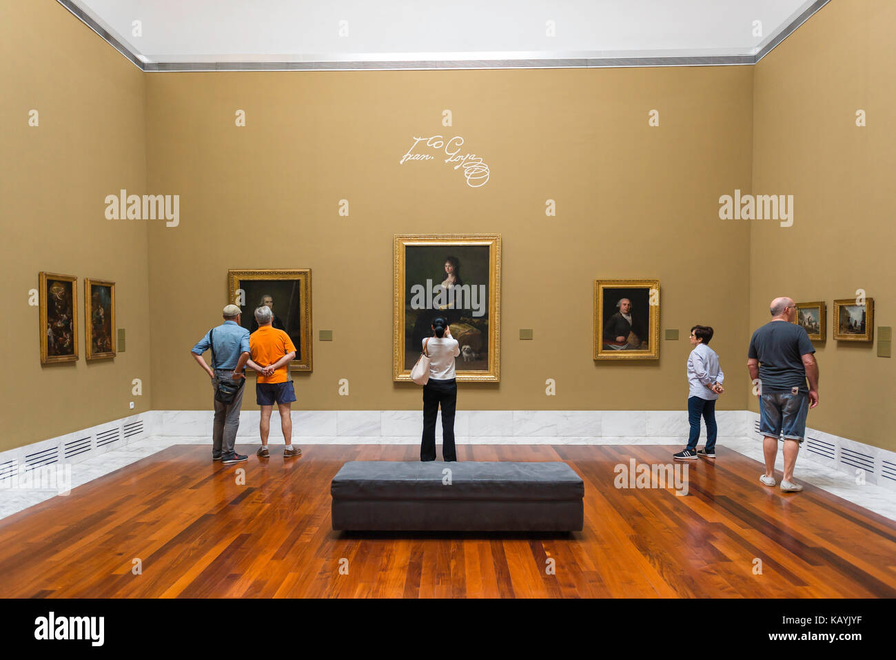 Musée d'art de Valence Espagne, vue arrière des personnes regardant les peintures de Goya dans le Museo de Bellas Artes à Valence, Espagne. Banque D'Images