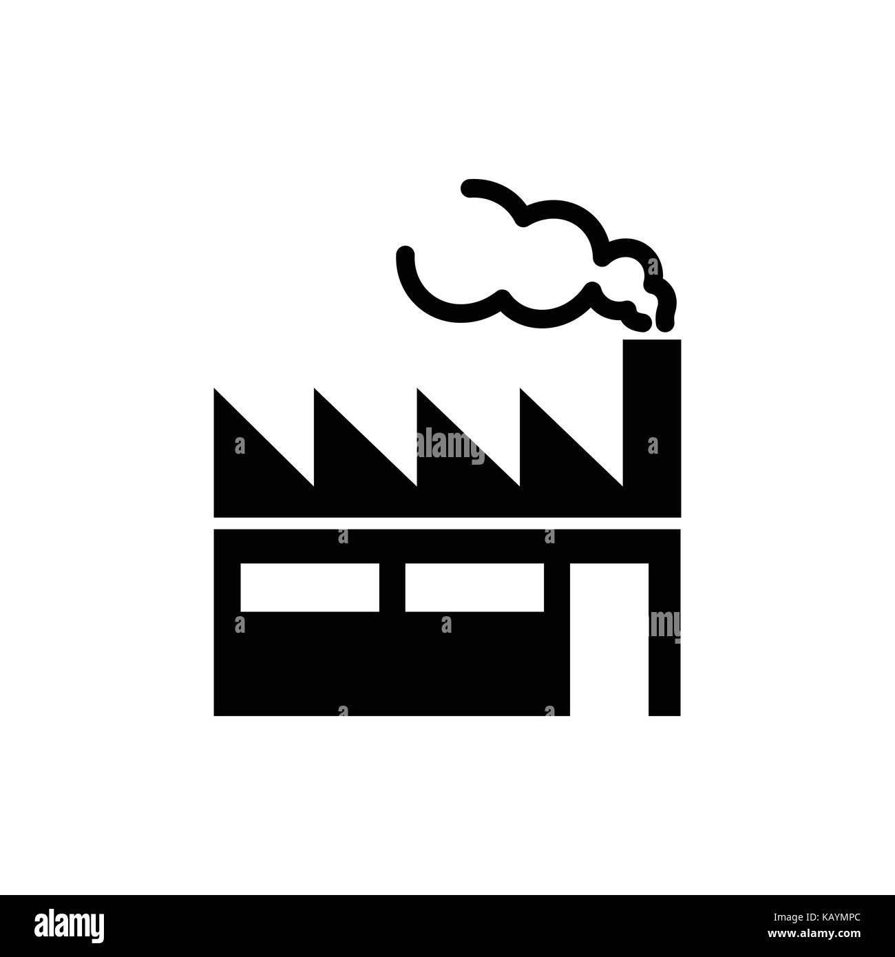 L'icône d'un bâtiment industriel, usine symbole iconique sur fond blanc. Vector design iconique. Illustration de Vecteur