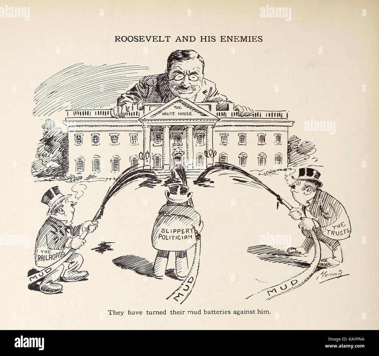 Cette entrée fait référence à une collection de caricatures de la Spokesman-Review, un journal de premier plan. Le travail de W.C. Morris est présenté, présentant des dessins animés éditoriaux qui reflètent le climat culturel et politique de leur époque. Banque D'Images