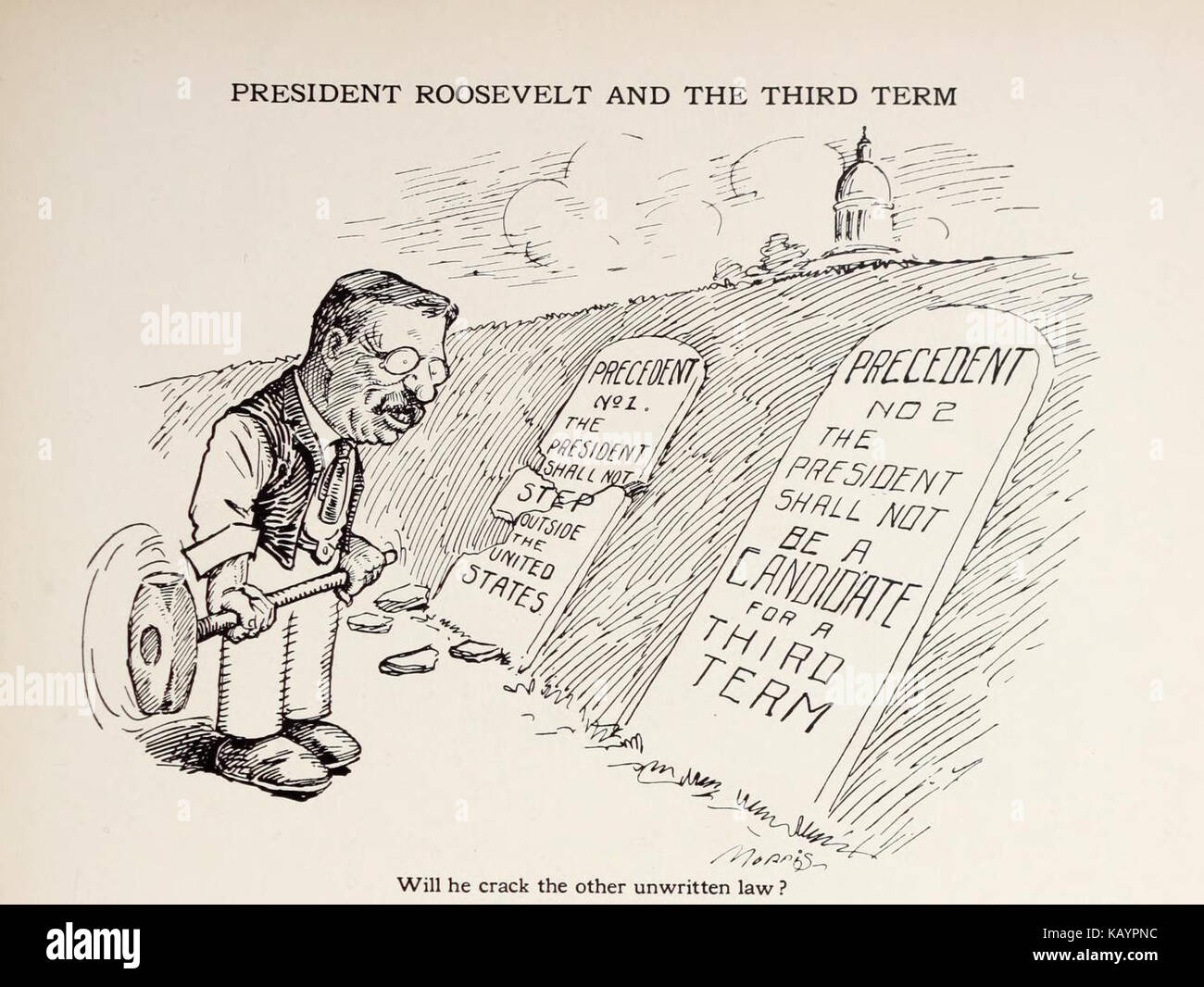 Une référence à des caricatures politiques et éditoriales publiées par W.C. Morris dans le Spokesman-Review, un journal américain. Ces caricatures fournissent des commentaires sur l'actualité et les questions sociales. Banque D'Images