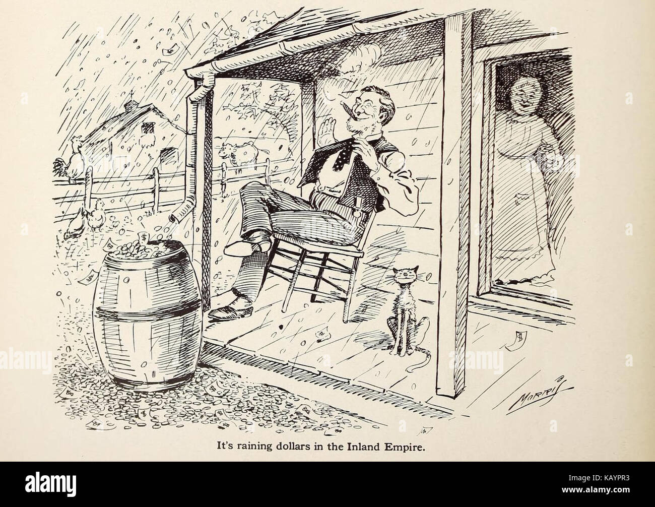 Il s'agit d'une collection de caricatures de W.C. Morris, publiées dans le Spokesman Review, un journal. Ces caricatures reflètent probablement des commentaires sociétaux ou politiques du début du XXe siècle. Banque D'Images