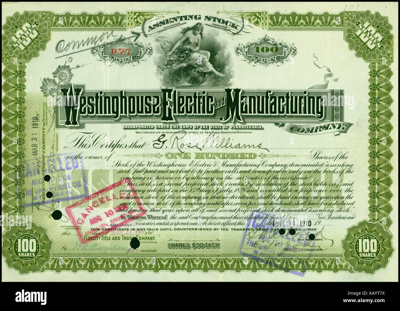 Westinghouse Electric et fabrication Comp. 1910 Banque D'Images