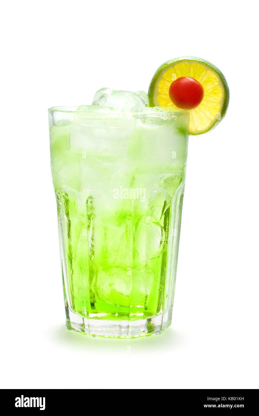 Cocktail, long drink, l'aloe vera (vodka, liqueur de melon, le jus de lime, les images-objets), Banque D'Images