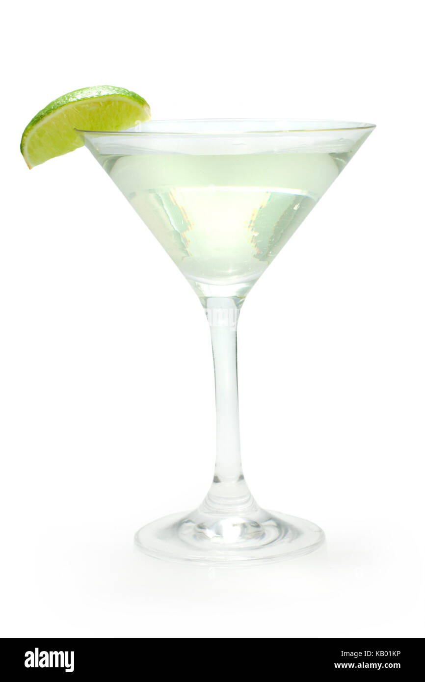 Cocktail, vrille (gin, jus de lime, lime), Banque D'Images