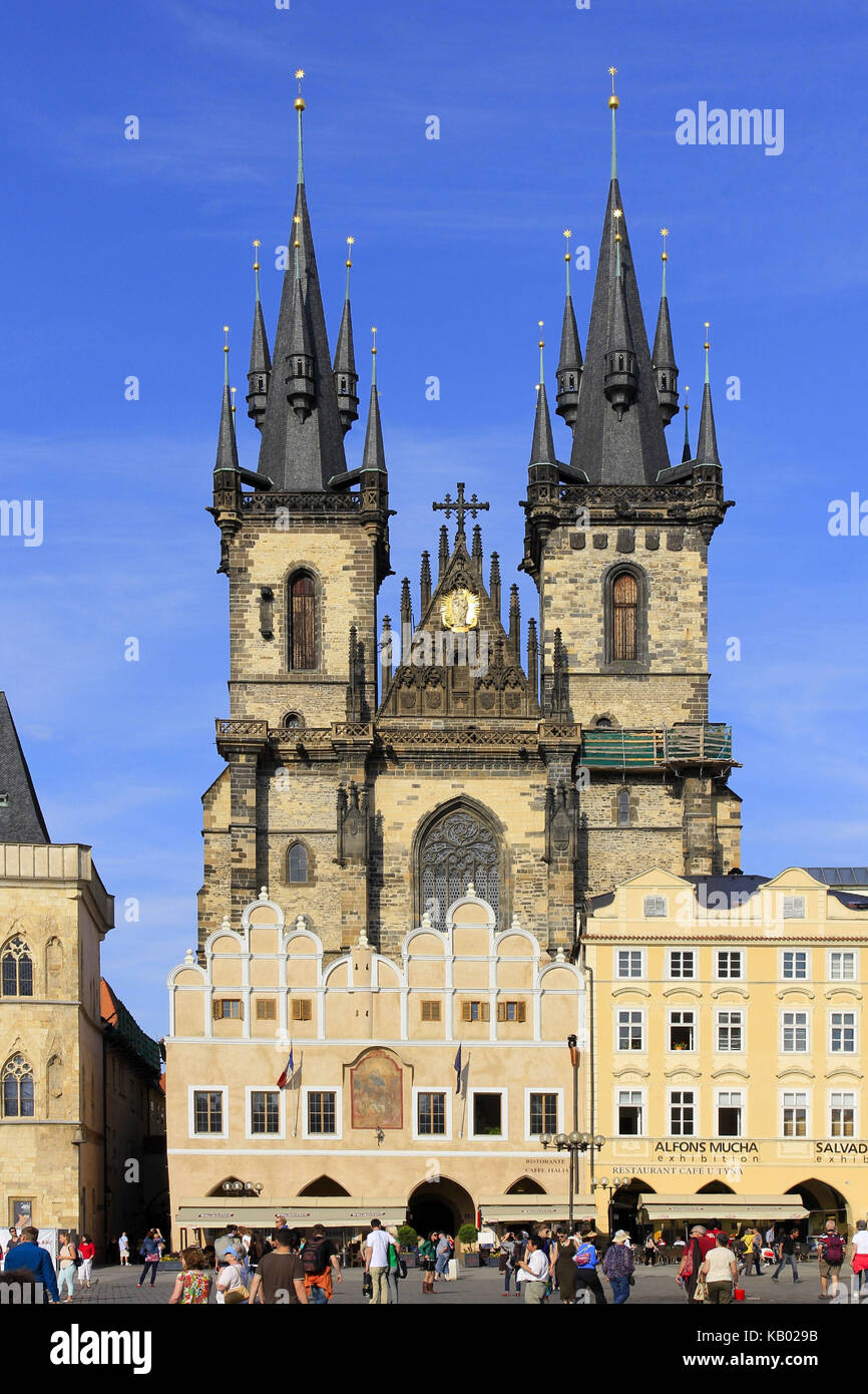 République tchèque, Prague, Teynkirche et dans le ring de la vieille ville, Banque D'Images