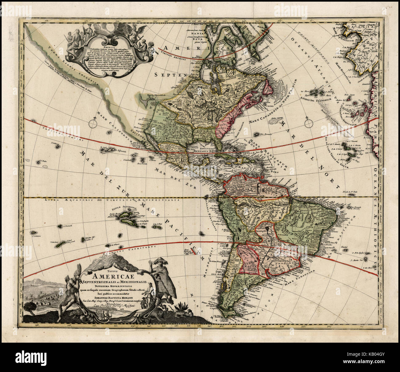 Totius Americae Septentrionalis et Meridionalis Novissima Representatio quam ex Tabulis fingulis Geographorum collecta publicae luci accommodavit Banque D'Images