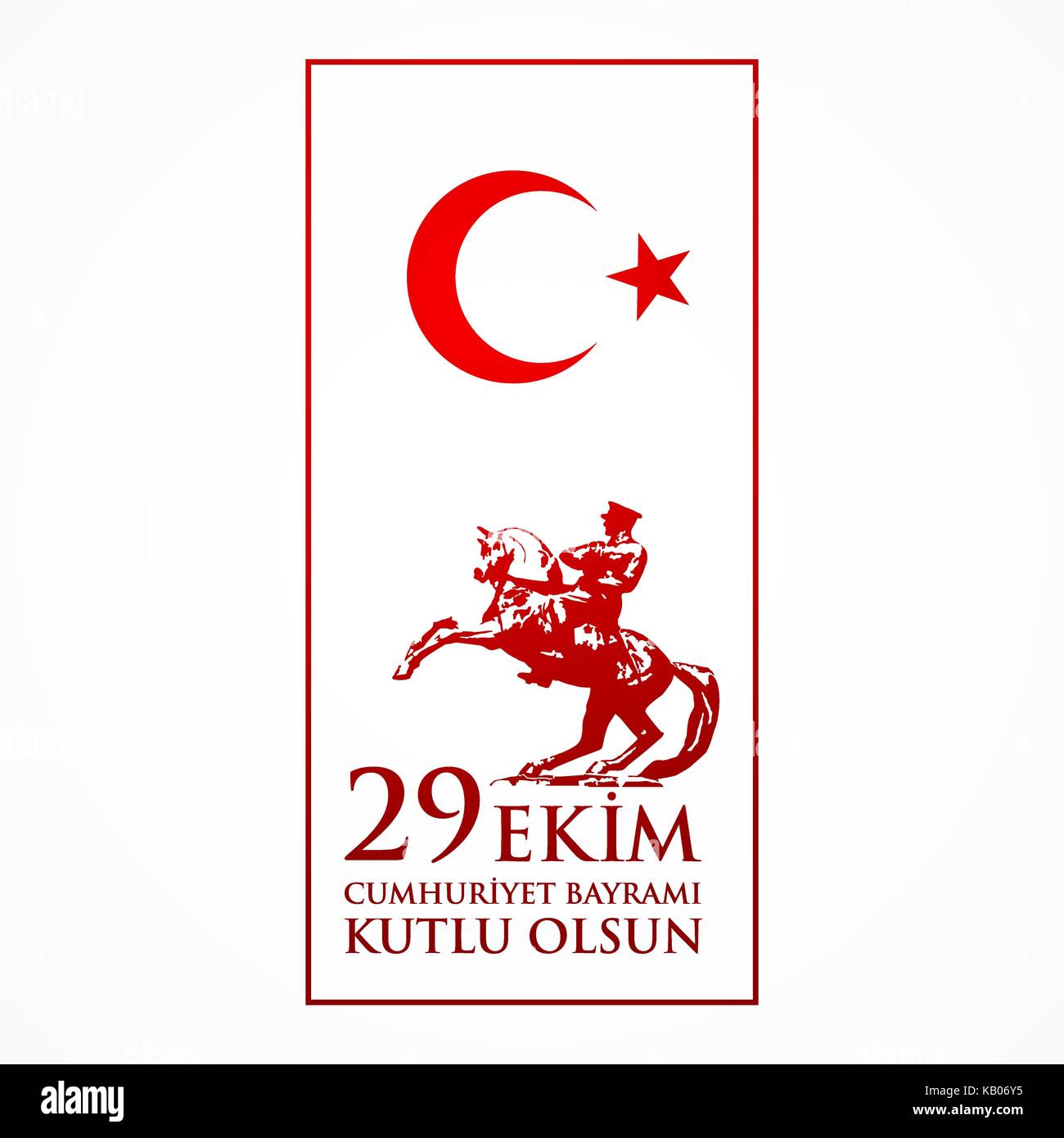 29 ekim cumhuriyet bayraminiz kutlu olsun. traduction : 29 octobre fête de la République Turquie heureux. éléments de conception de carte de vœux. Illustration de Vecteur