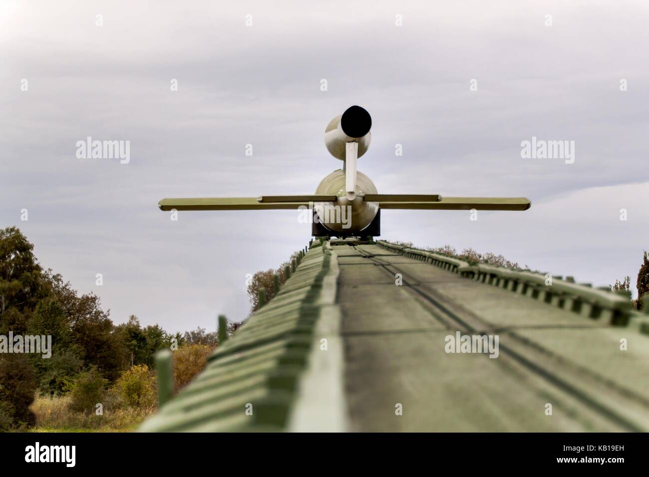 Flying v-1 bombe prête pour le lancement de la rampe d'astromodelisme. une arme mortelle. Banque D'Images