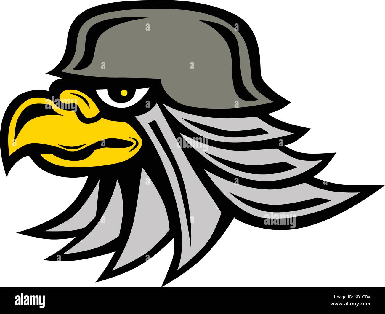 Style d'icône illustration d'un blindé iron eagle head porter casque vu de côté sur fond isolé. Illustration de Vecteur
