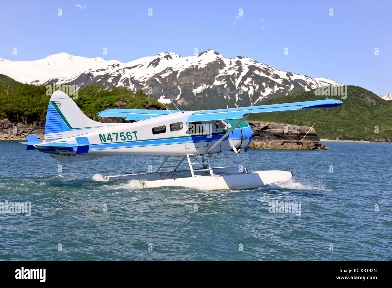 Amérique du Nord, les États-Unis, l'Alaska, Katmai national park, Kukak Bay, hydravion, paysage de montagne, Chaîne côtière, les montagnes côtières, fjord, Banque D'Images