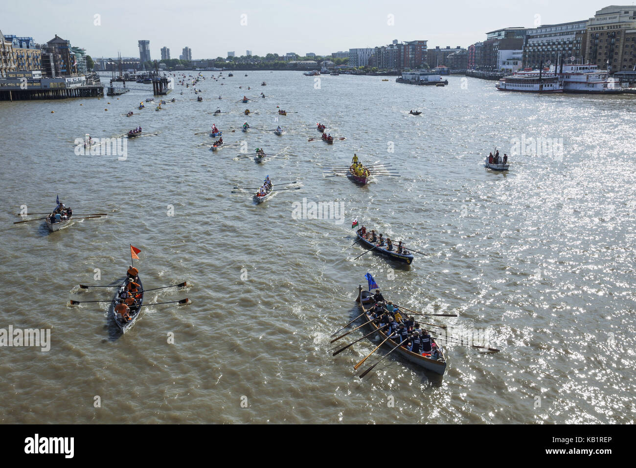 L'Angleterre, Londres, course de bateaux traditionnels, great river race, Banque D'Images