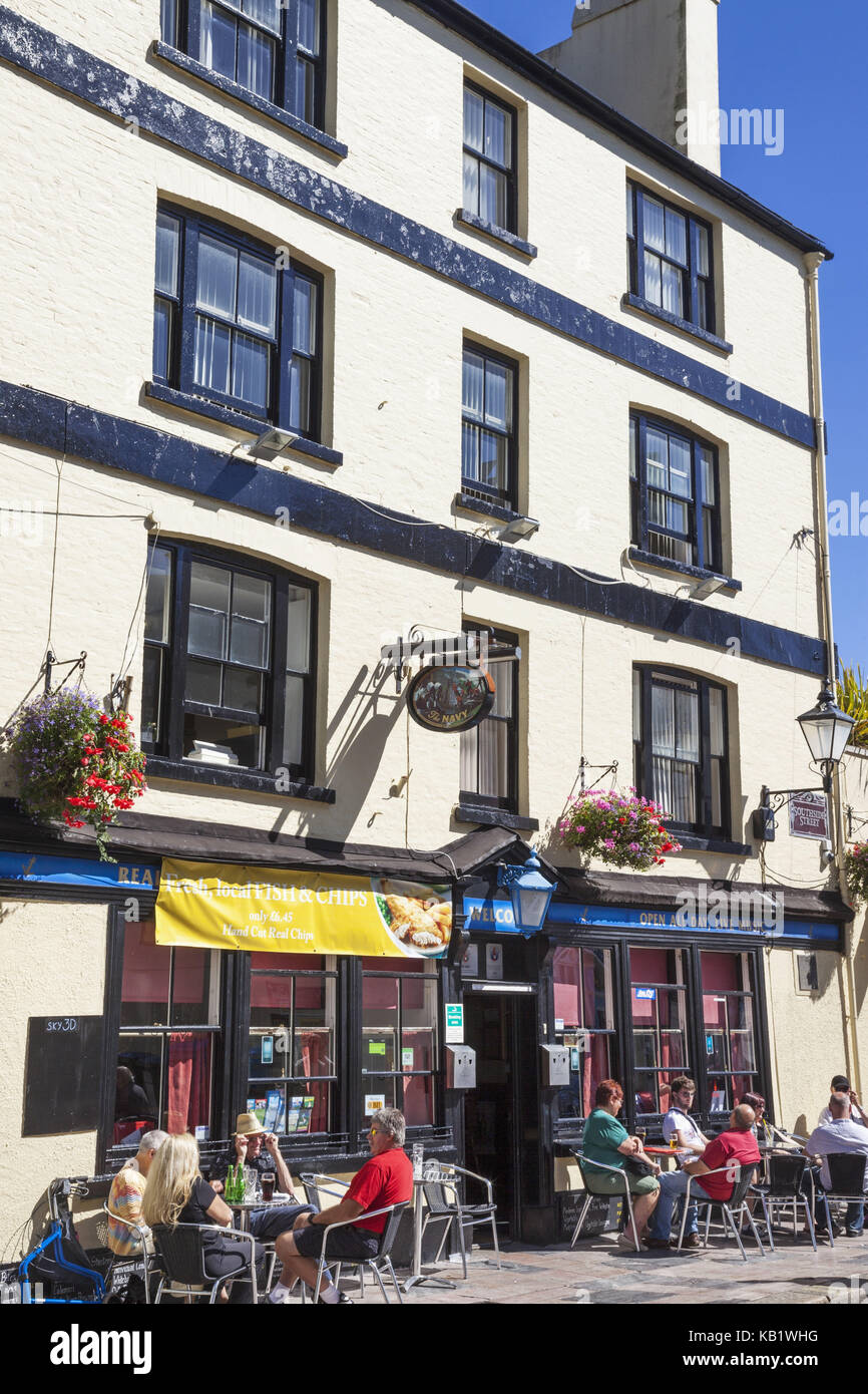 L'Angleterre, Plymouth, Devon, barbican quay, pub, réduite, à l'extérieur, Banque D'Images