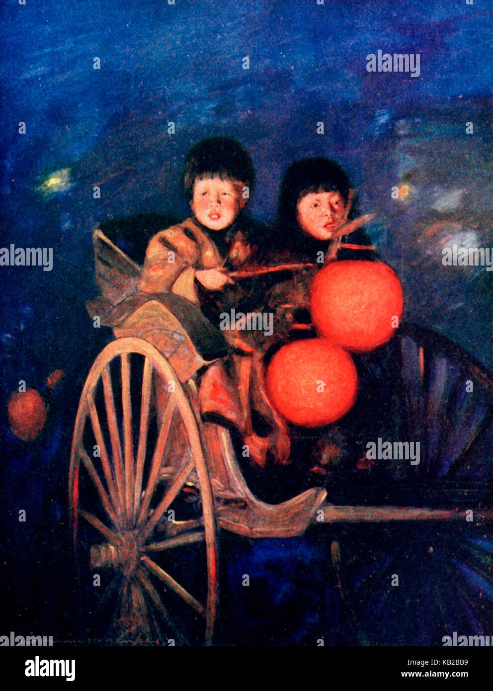 Par la lumière de la lanterne du Japon, vers 1900 Banque D'Images