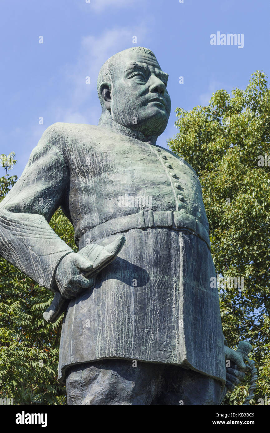 Japon, Kyushu, Kagoshima, ville de Kagoshima, statue de Saigo Takamori, Banque D'Images