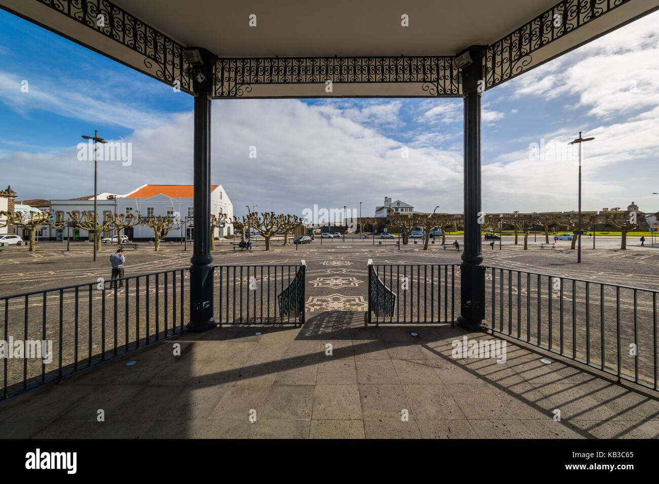 Campo Sao Fancsisco vu du kiosque, Ponta Delgarda, Sao Miguel, les Açores (Portugal) Banque D'Images
