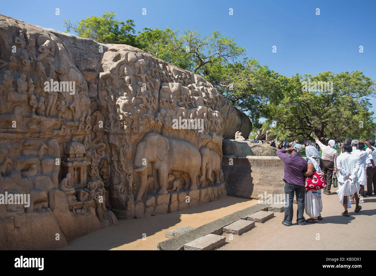 L'Inde, le Tamil Nadu, mamallapuram, mort de l'Arjuna, rock art, bas-relief Banque D'Images