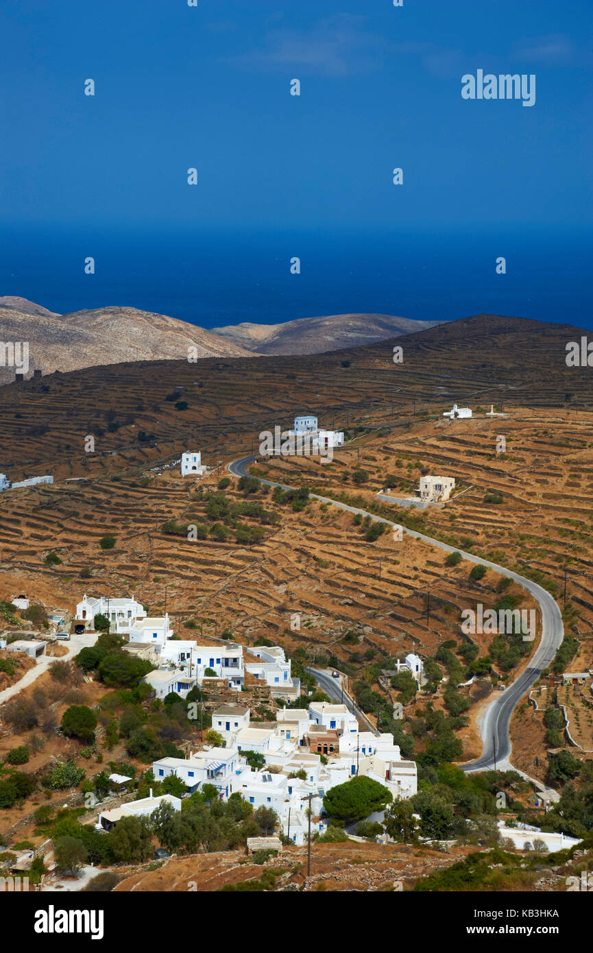 Village sur le nord de l'île de Tino, Grèce, europe, Banque D'Images