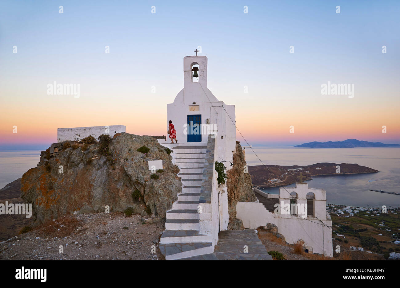 Petite église sur un rocher, serifos, Grèce, europe, Banque D'Images