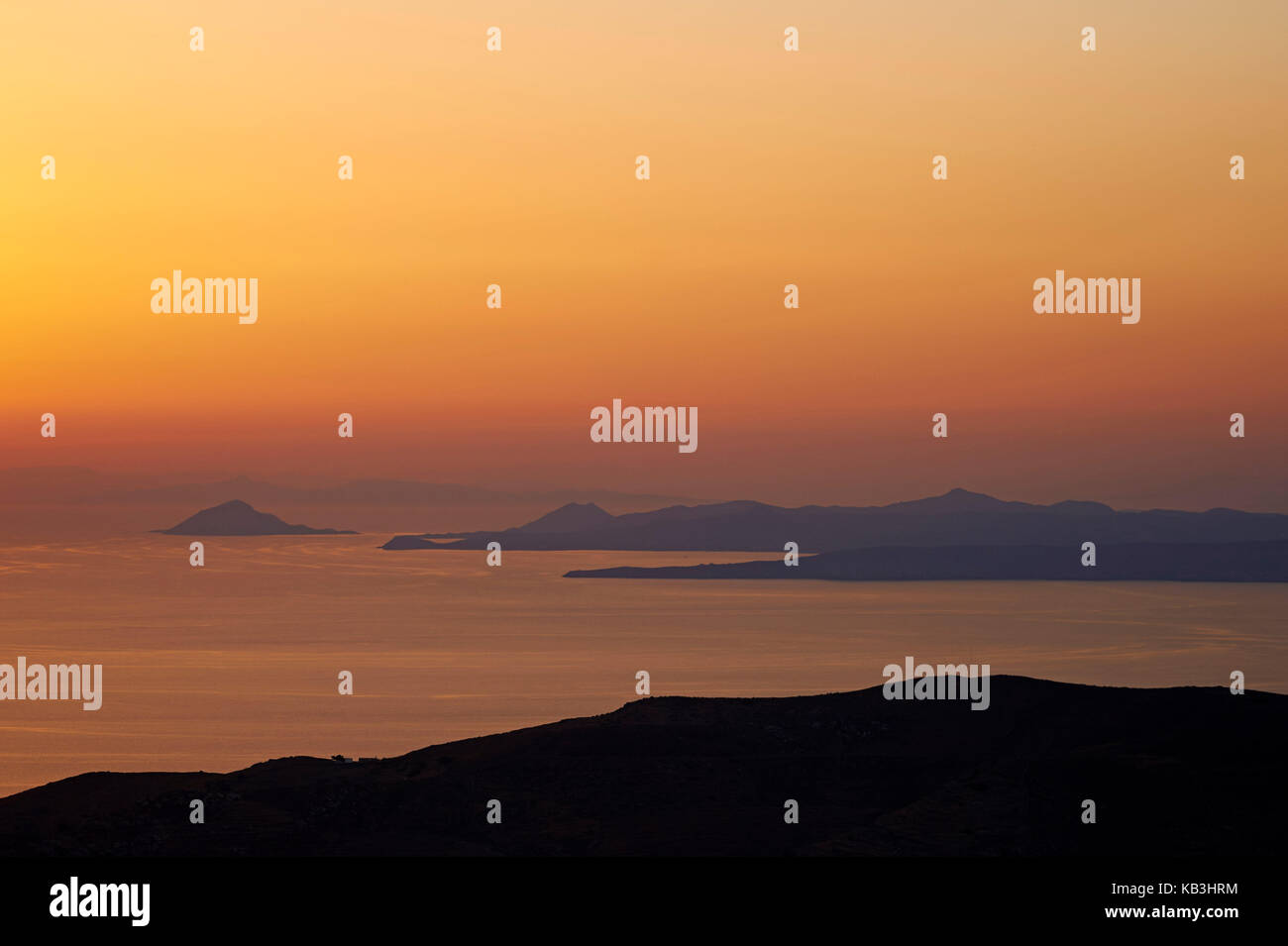 L'île de kea, le coucher du soleil, la Grèce, l'Europe, Banque D'Images
