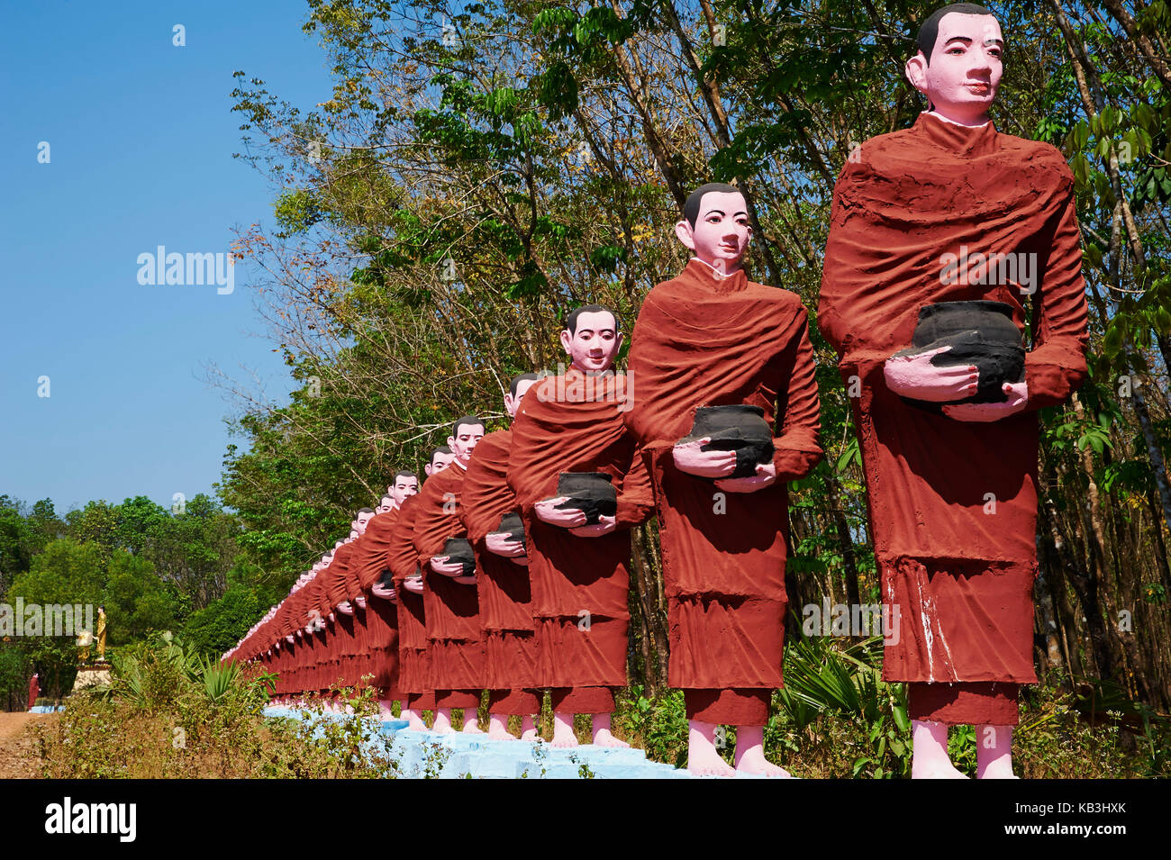 Sculptures de moine, le Myanmar, l'Asie, Banque D'Images