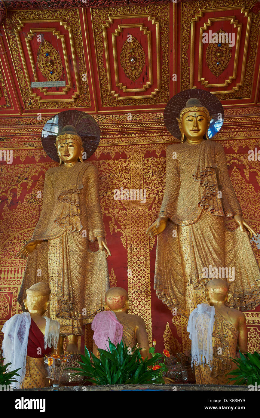 Vue de l'intérieur de la Pagode de l'kawhnat, Myanmar, l'Asie, Banque D'Images