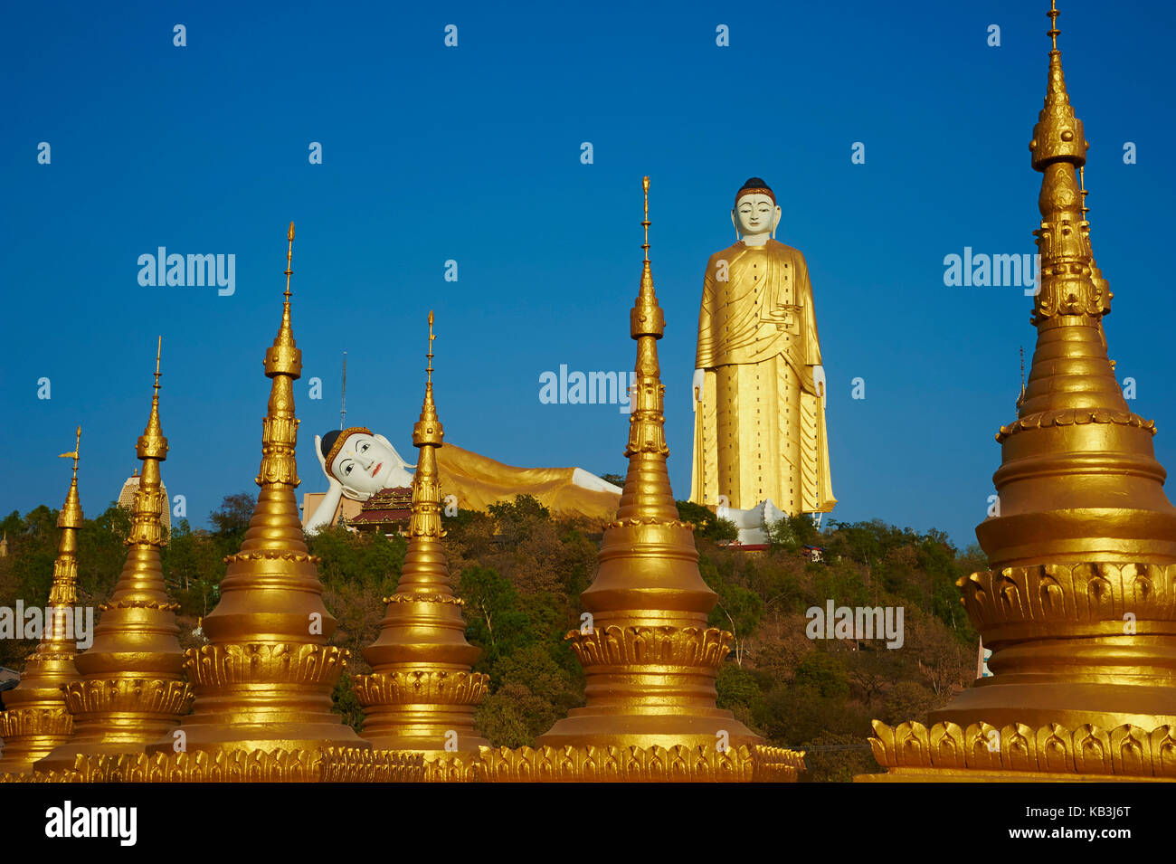 Bouddha couché, Monywa, Myanmar, l'Asie, Banque D'Images
