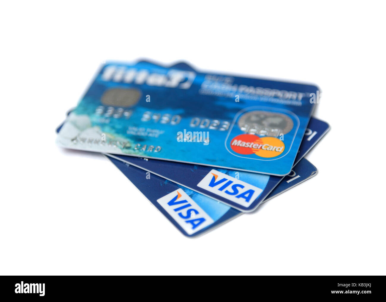 Cartes de crédit découper isolé sur fond blanc Banque D'Images