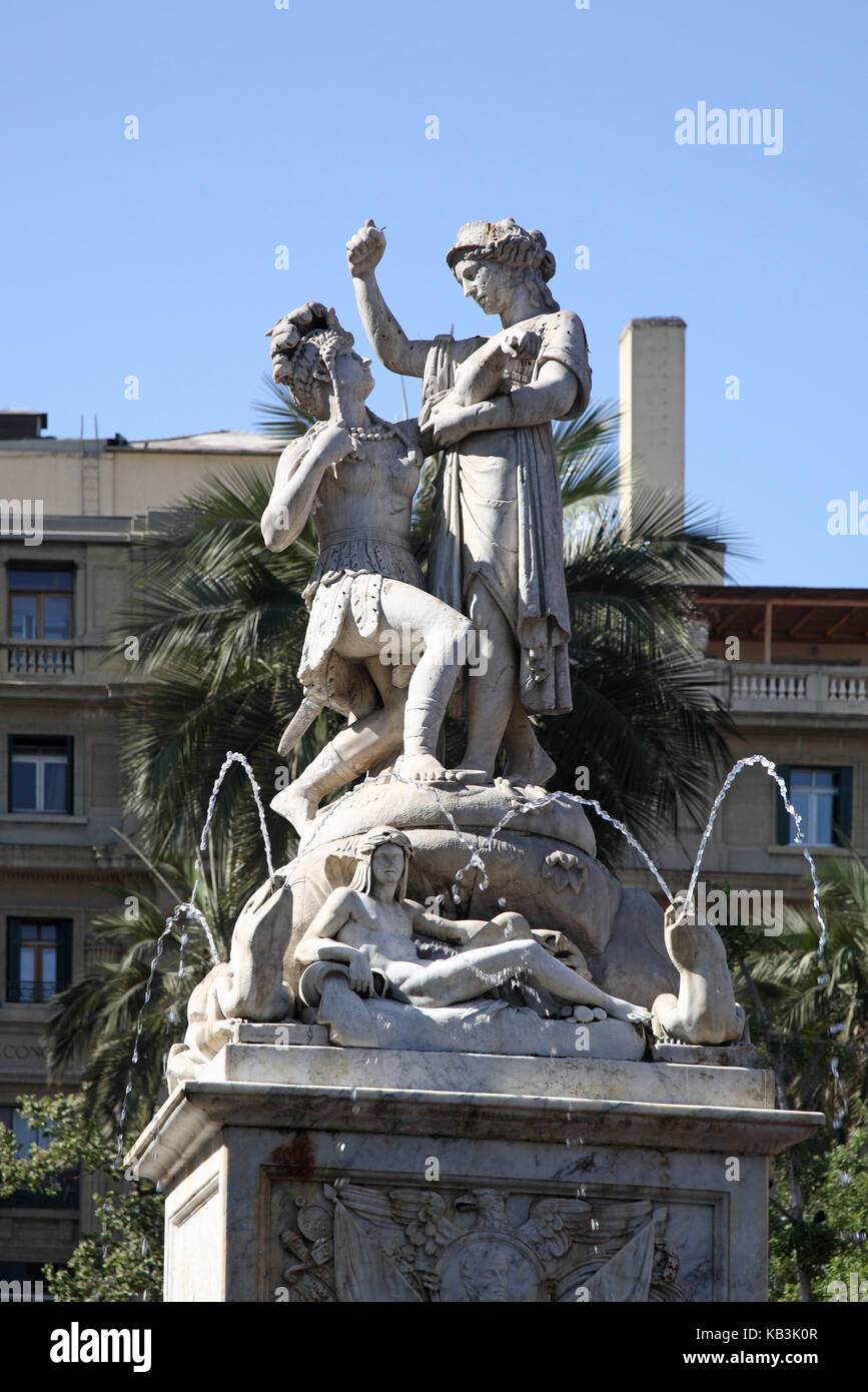 Le CHILI, Santiago, plaza de armas, Simon Bolivar, monument Banque D'Images