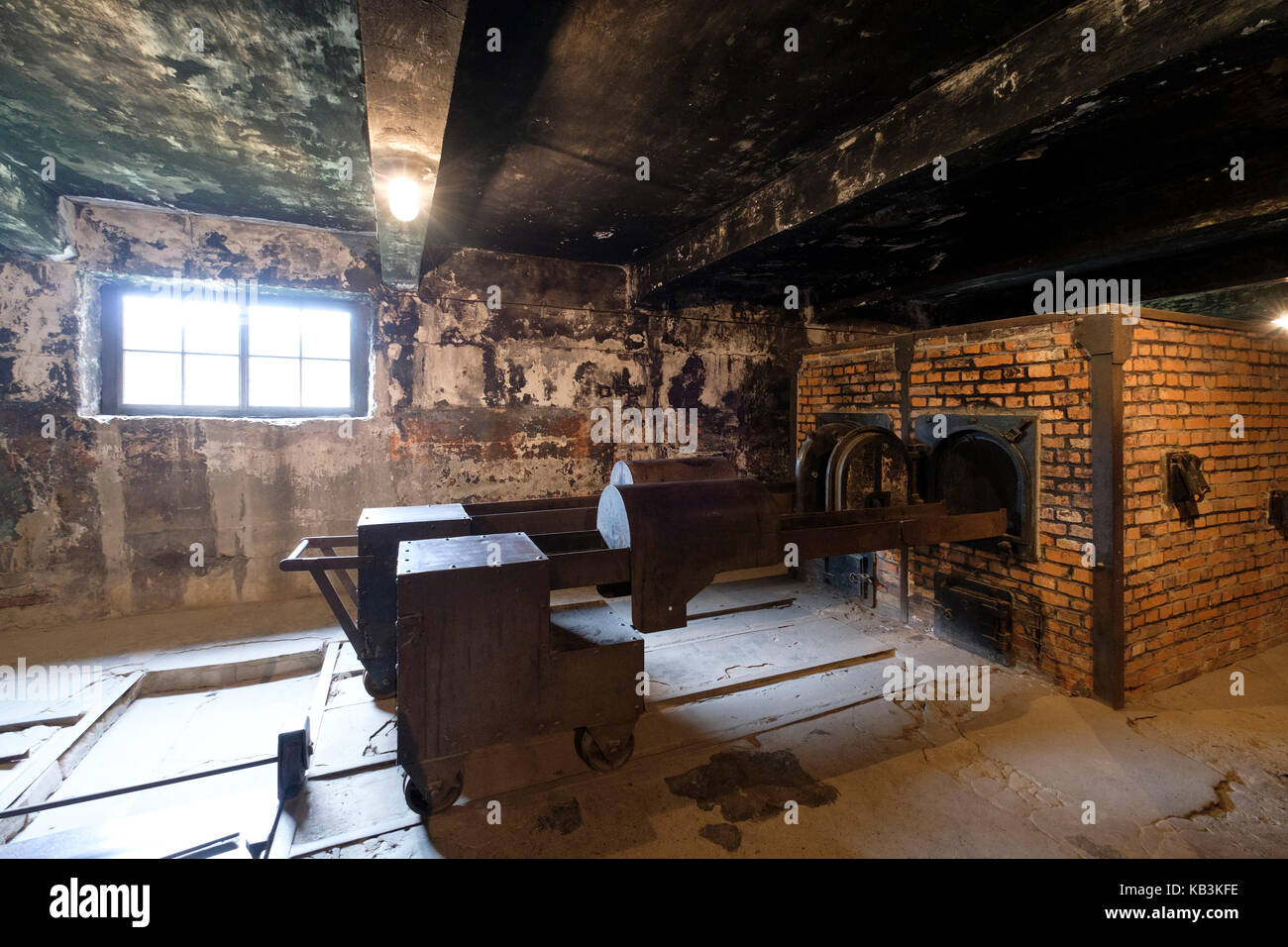Les fours à gaz à Auschwitz camp de concentration Nazi, Pologne Banque D'Images