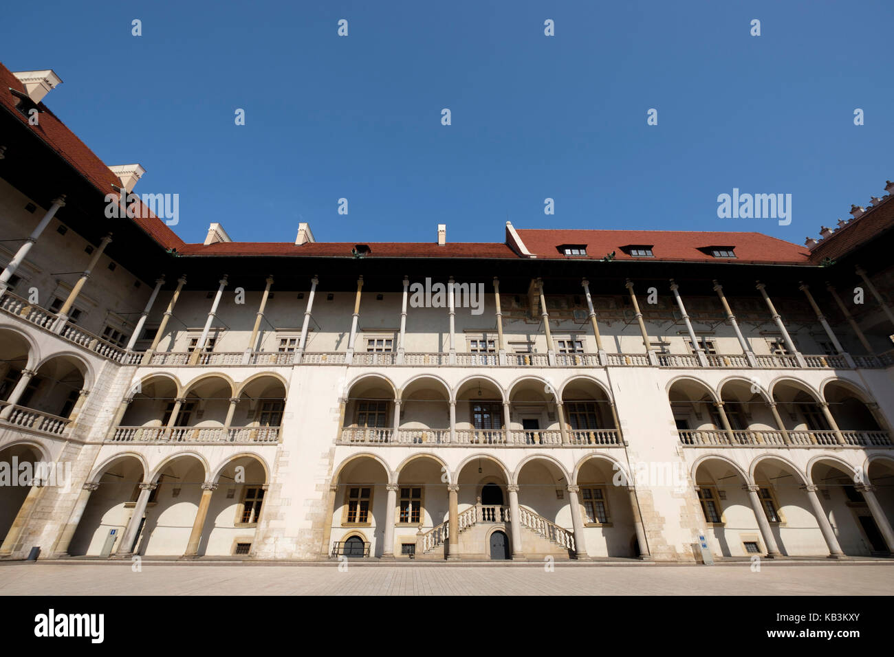 Cour du Château Royal de Wawel à Cracovie, Pologne, Europe Banque D'Images