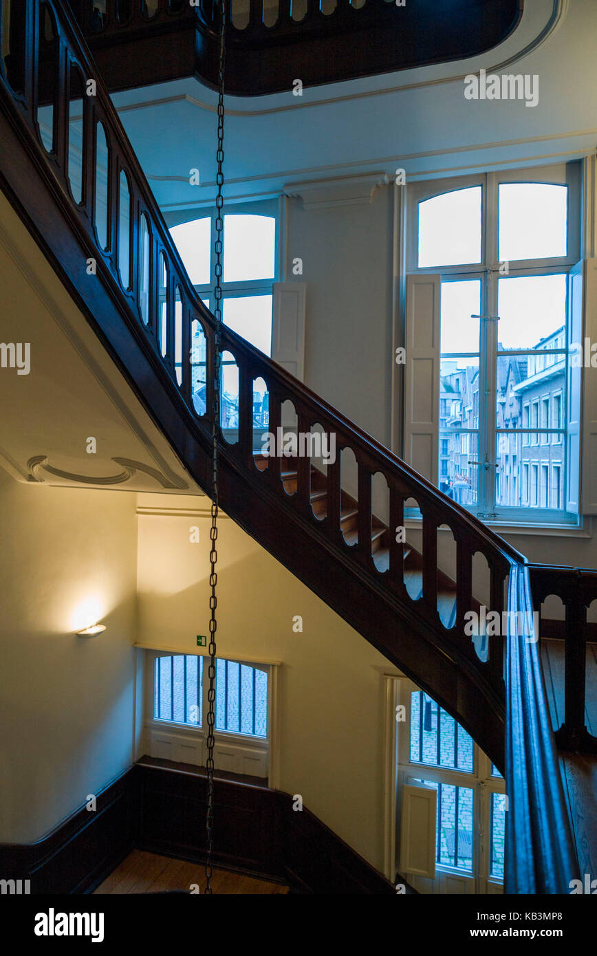 Belgique, Anvers, musée Plantin Moretus, au musée de la première imprimerie industrielle, escaliers Banque D'Images