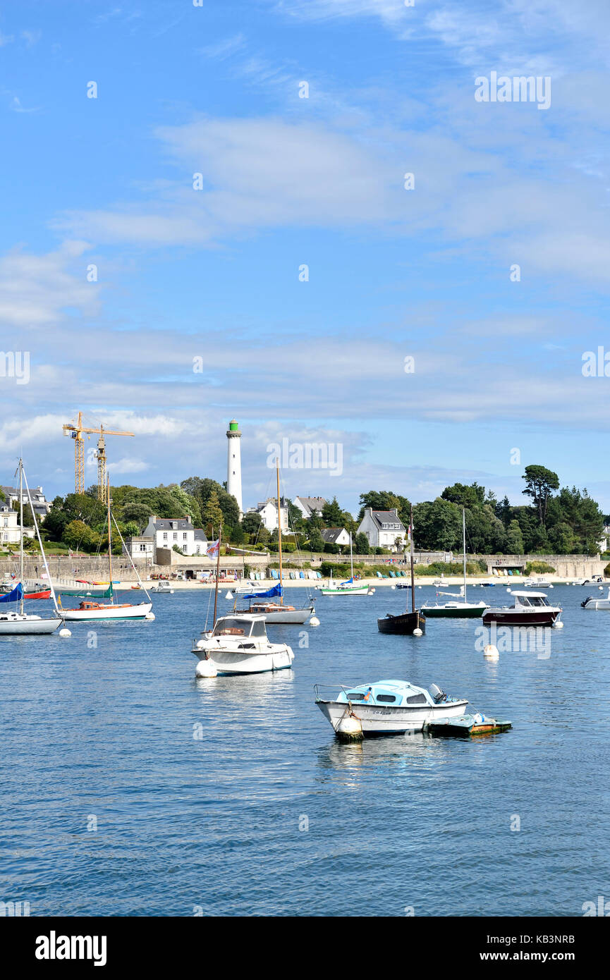 La France, Finistère, le long du port de benodet odet vue de sainte marine Harbour Banque D'Images
