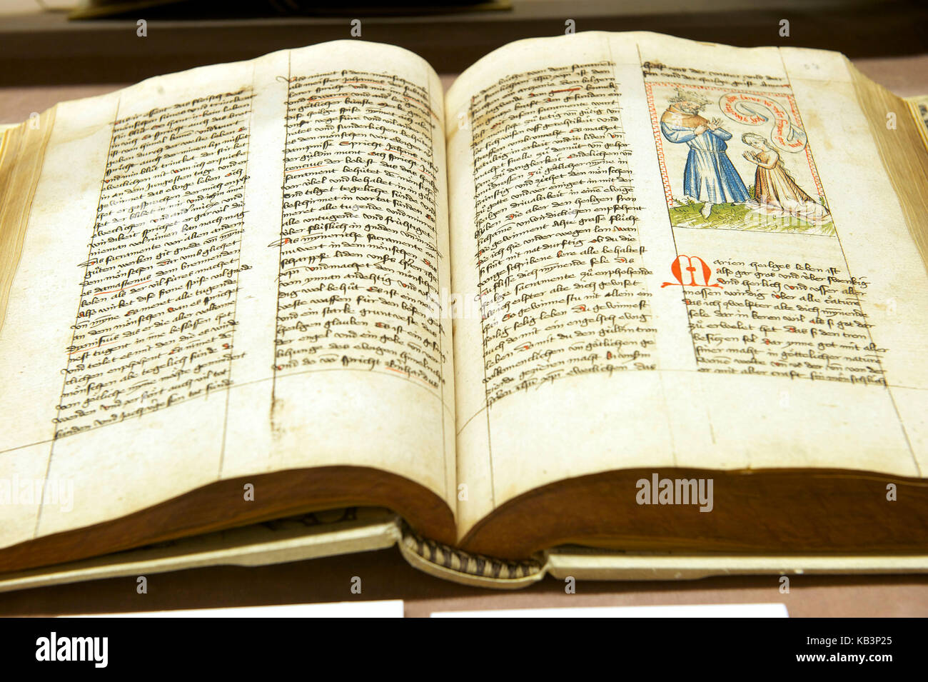 La France, Bas Rhin, Sélestat, bibliothèque humaniste, l'âme d'amour (minnende die seele),1430, texte en allemand écrit par moine franciscain, Otto von passau Banque D'Images