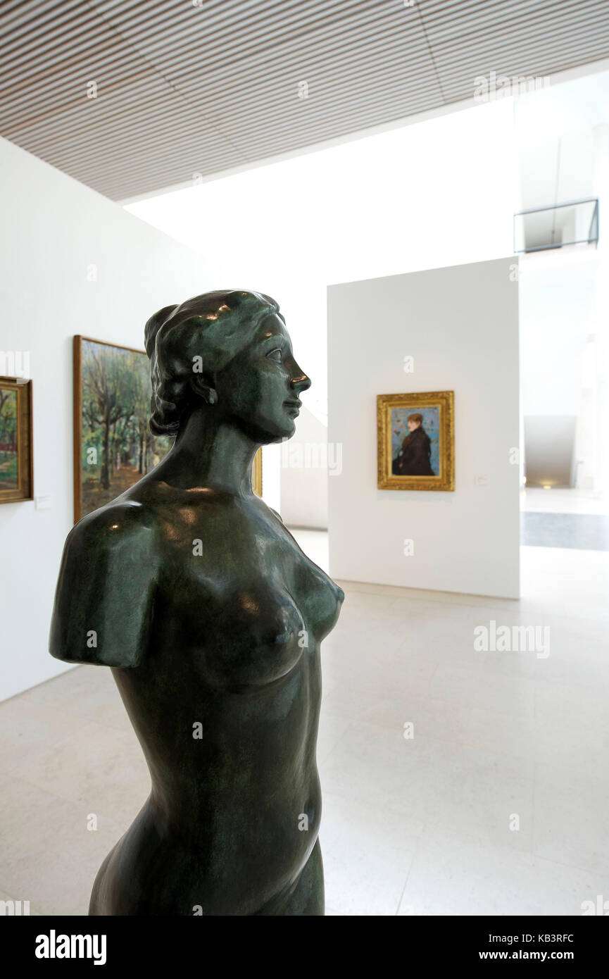 France, Meurthe et Moselle, Nancy, Place Stanislas, Musée des beaux-arts, de la jeunesse (1910), statue en bronze d'Aristide Maillol Banque D'Images