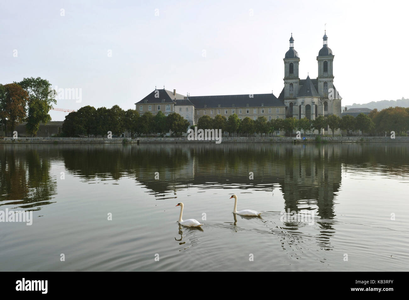 France, Meurthe et Moselle, pont a mousson, l'abbaye premontes sur la frontière de moselle Banque D'Images