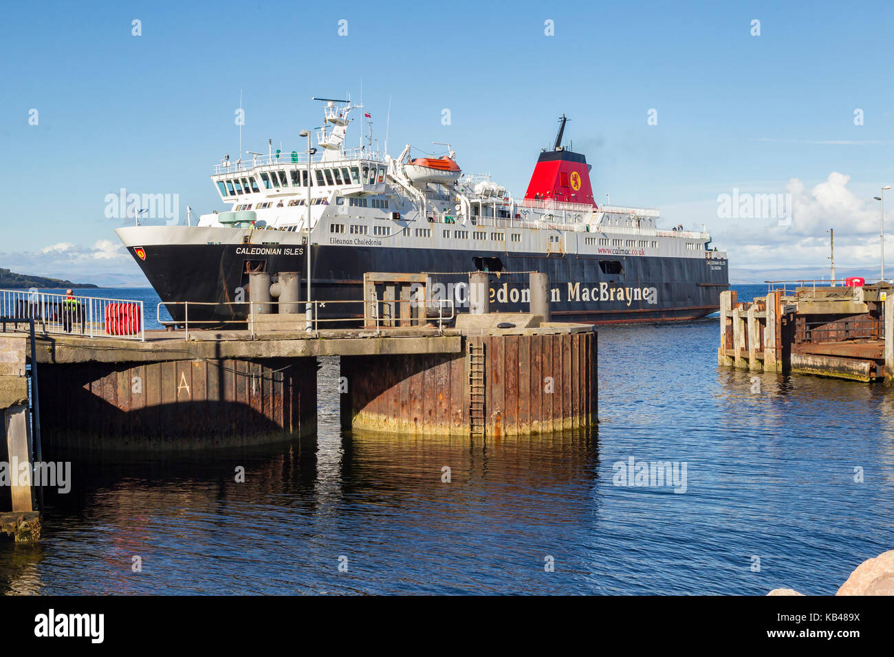 Chaledonia Eileanan Ferry Port, Proche Brodrick sur l'île d'Arran, en Écosse. Banque D'Images