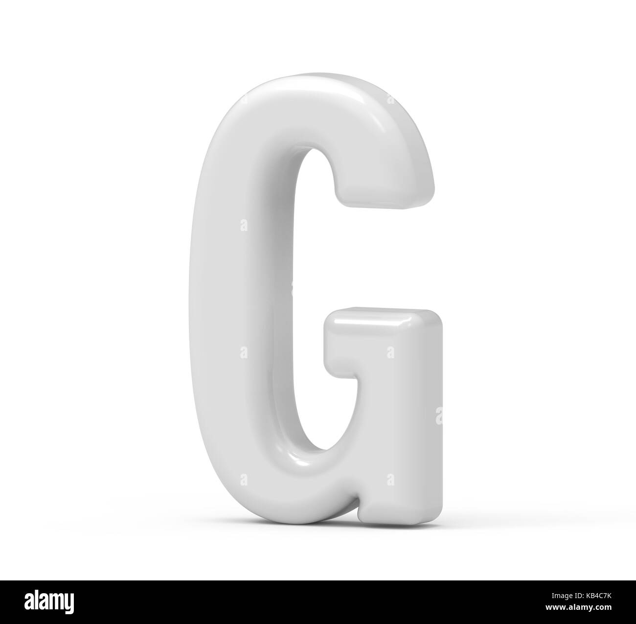 Pearl white lettre G, rendu 3D alphabet gonflé isolé sur fond blanc Banque D'Images