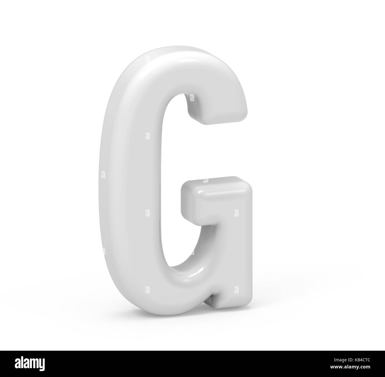 Pearl white lettre G, rendu 3D alphabet gonflé isolé sur fond blanc Banque D'Images
