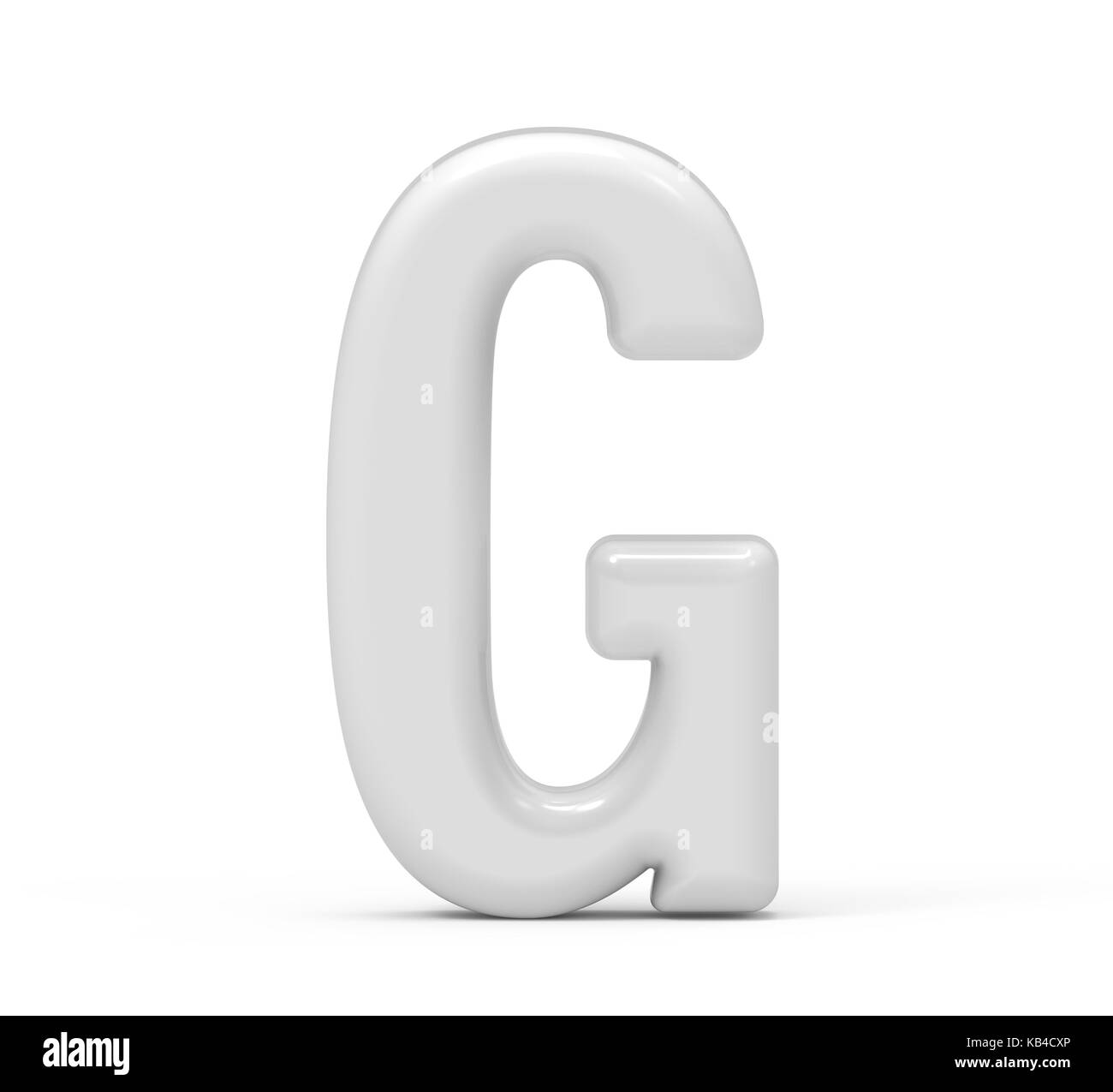 Pearl white lettre G, rendu 3D alphabet gonflé isolé sur fond blanc Banque D'Images