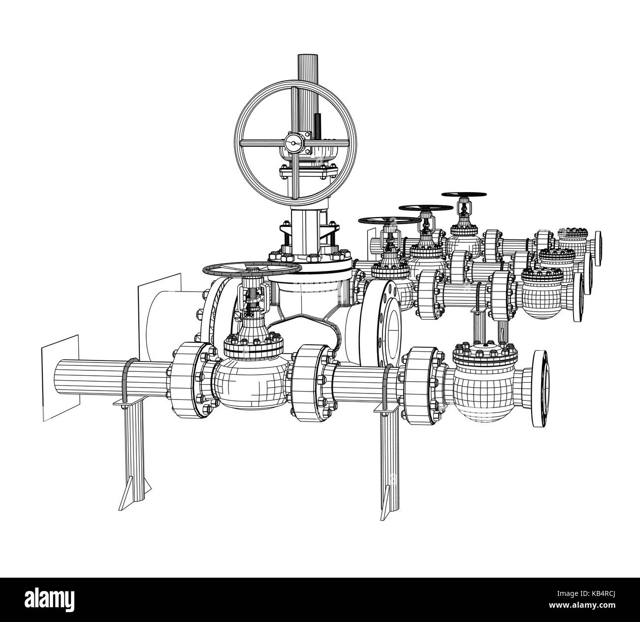 Robinetterie industrielle en fil de fer Illustration de Vecteur