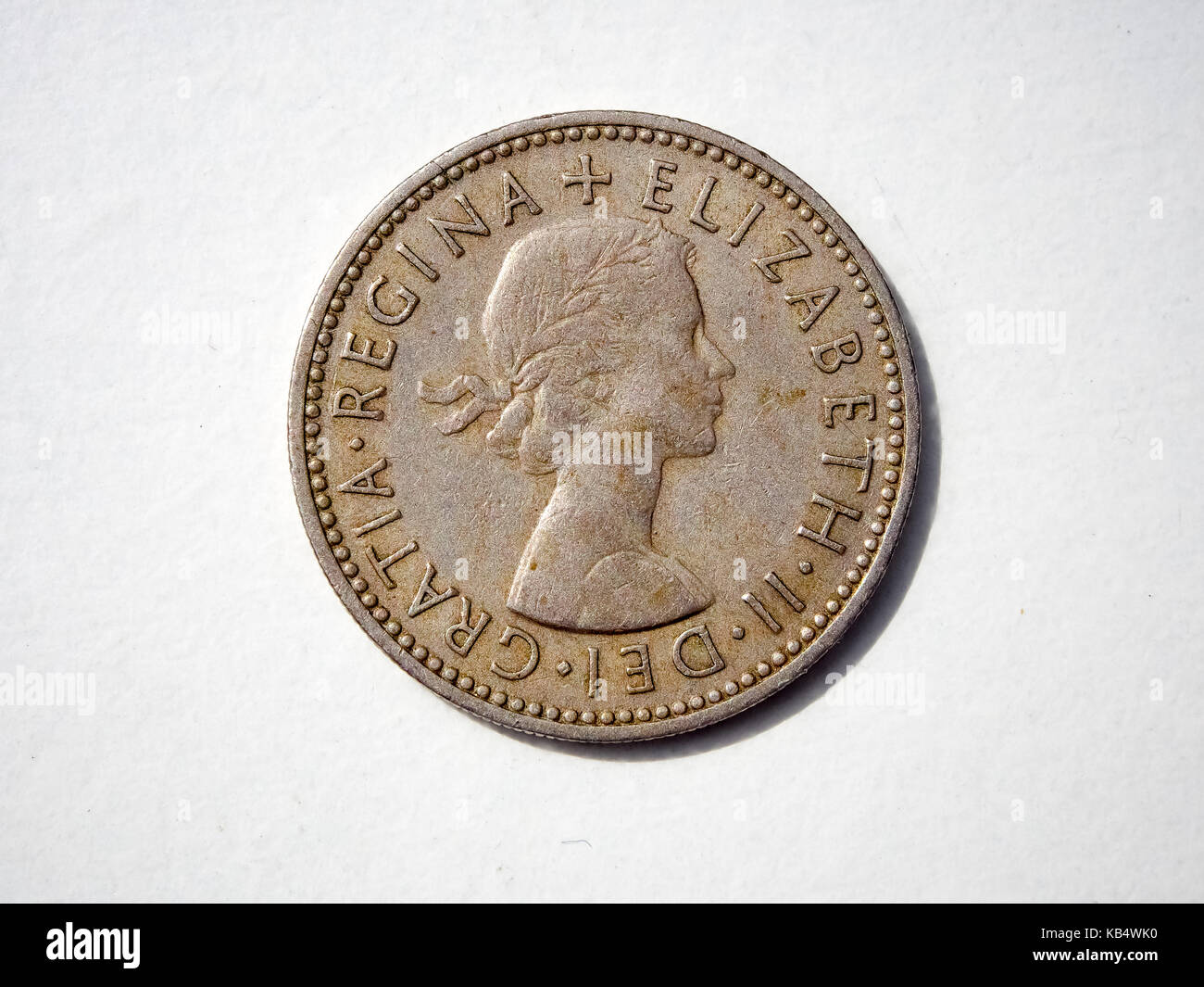 Un gros plan d'un vieux Shilling anglais Banque D'Images