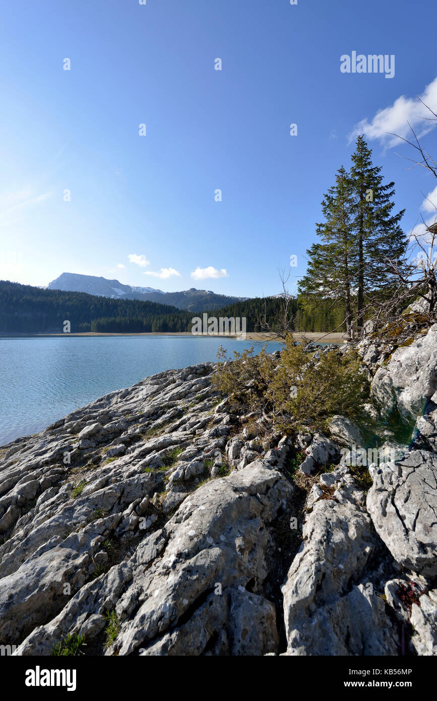 Le Monténégro, dans le nord de la montagne, à zabljak, parc national de Durmitor, crno jezero (Lac Noir) Banque D'Images